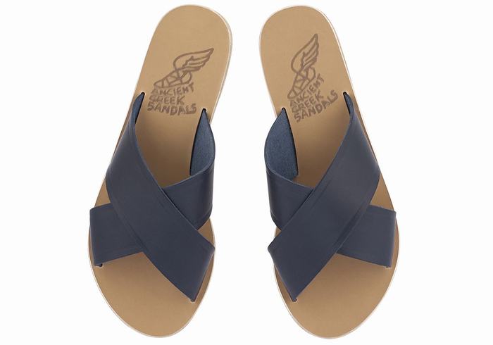 Ancient Greek Sandals Thais Women Slide Sandals Dark Blue | TNF7648EJ