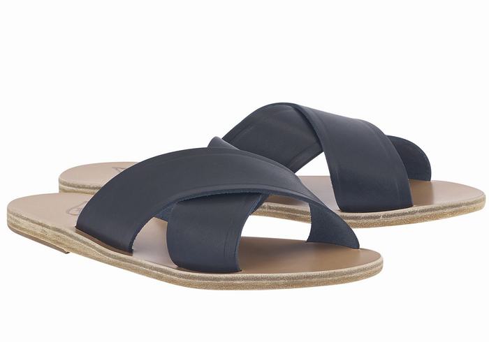 Ancient Greek Sandals Thais Women Slide Sandals Dark Blue | TNF7648EJ