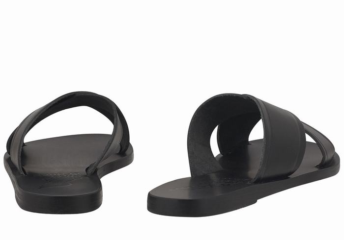 Ancient Greek Sandals Thais Women Slide Sandals Black | LSB8891RF