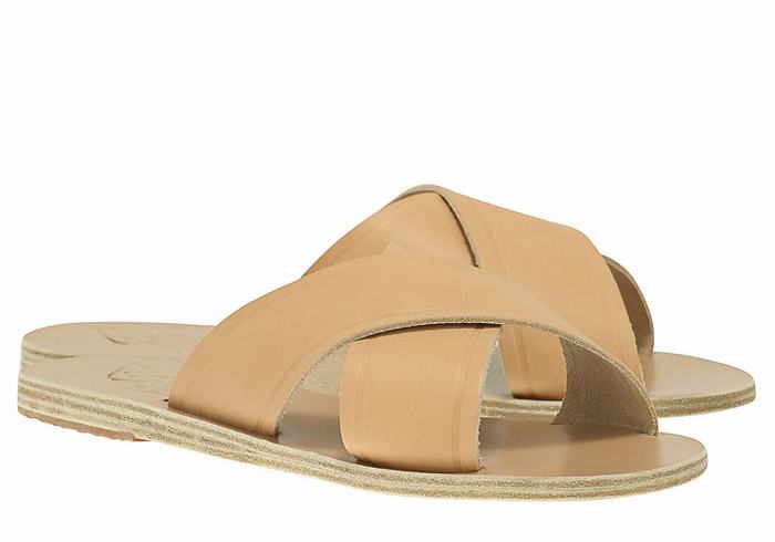 Ancient Greek Sandals Thais Women Slide Sandals Beige | RMC637KL