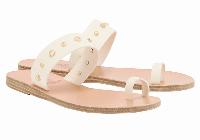 Ancient Greek Sandals Thalia Bee Women Toe-Post Sandals White | GLP2541ND