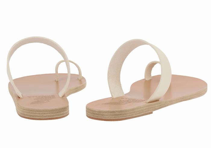 Ancient Greek Sandals Thalia Leather Women Toe-Post Sandals White | PEA8634KR