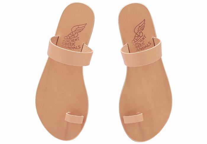 Ancient Greek Sandals Thalia Leather Women Toe-Post Sandals Beige | TNS9549SA