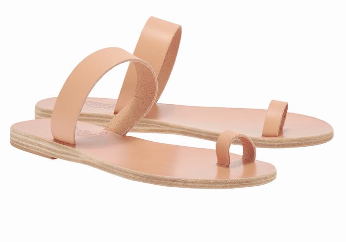 Ancient Greek Sandals Thalia Leather Women Toe-Post Sandals Beige | TNS9549SA