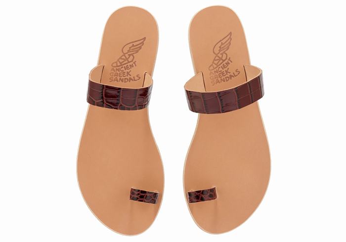 Ancient Greek Sandals Thalia Women Toe-Post Sandals Dark Red Black | SOV6140JV