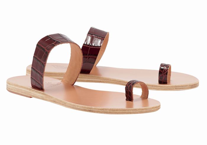 Ancient Greek Sandals Thalia Women Toe-Post Sandals Dark Red Black | SOV6140JV