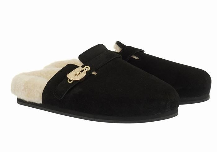 Ancient Greek Sandals Vasilitsa Women Slippers Black | UDR2124SL