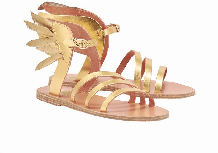 Ancient Greek Sandals Victory Of Samothrace Women Ankle Strap Sandals Gold | MIG9626QM