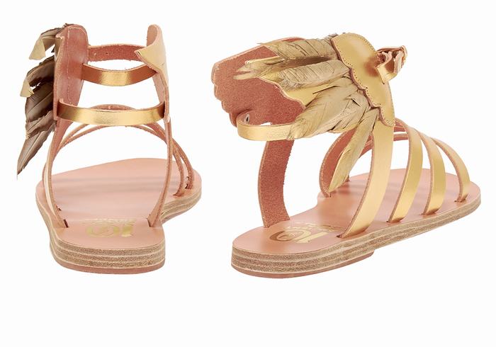 Ancient Greek Sandals Victory Of Samothrace Women Ankle Strap Sandals Gold | MIG9626QM