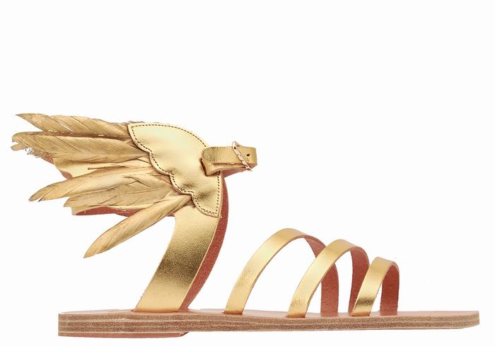 Ancient Greek Sandals Victory Of Samothrace Women Ankle Strap Sandals Gold | MIG9626QM