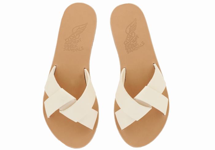 Ancient Greek Sandals Whitney Women Slide Sandals White | MDZ2513NT