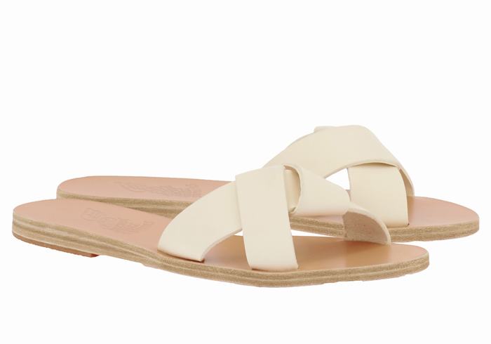 Ancient Greek Sandals Whitney Women Slide Sandals White | MDZ2513NT