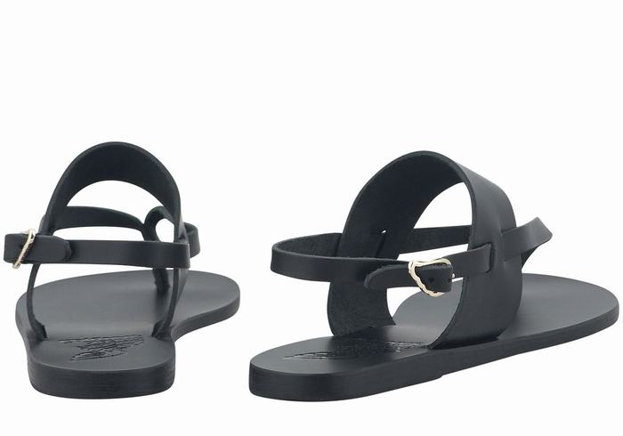 Ancient Greek Sandals Zoe Flip Flop Leather Women Back-Strap Sandals Black | KUJ4130JP