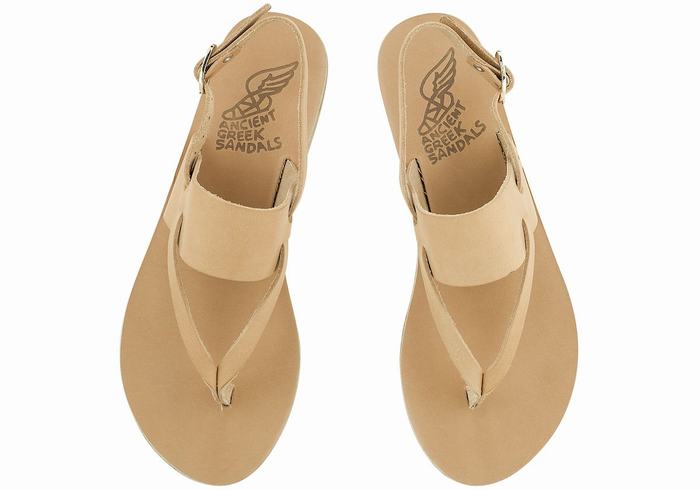 Ancient Greek Sandals Zoe Flip Flop Leather Women Back-Strap Sandals Beige | KNQ8853UH